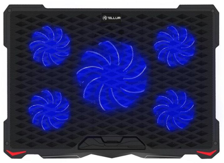 Tellur Cooling pad Basic 17, 5 fans, LED, Black