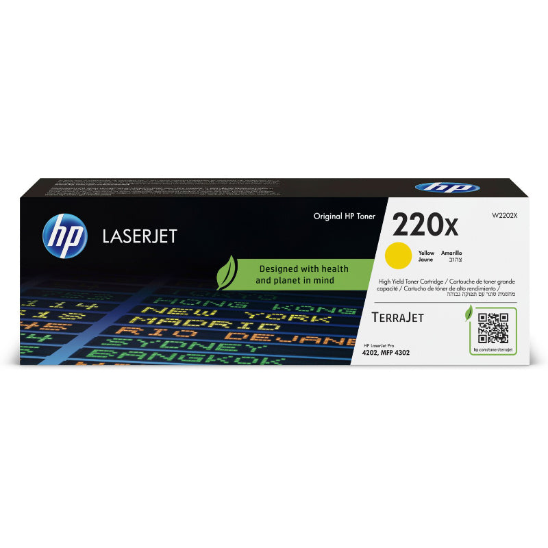 HP 220X High Capacity Yellow Toner Cartridge, 5500 pages, for HP Color LaserJet Pro 4301, 4302, 4303