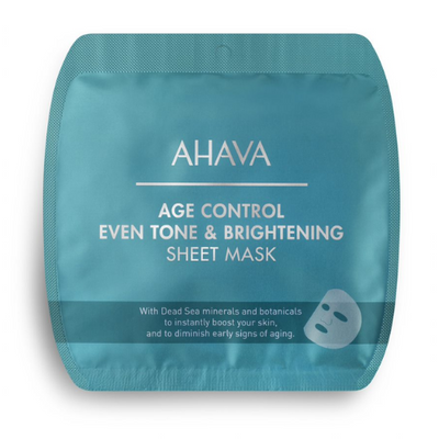 AHAVA AGE CONTROL Odos toną vienodinanti ir šviesinanti lakštinė veido kaukė