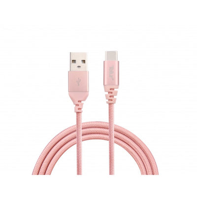 Tellur Data cable, USB to Type-C, made with Kevlar, 3A, 1m rose gold