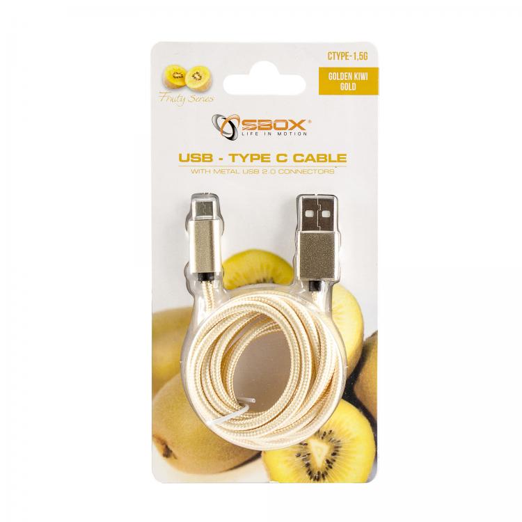 Sbox USB-TYPEC-15G USB->Type C M/M 1.5m Fruity Gold
