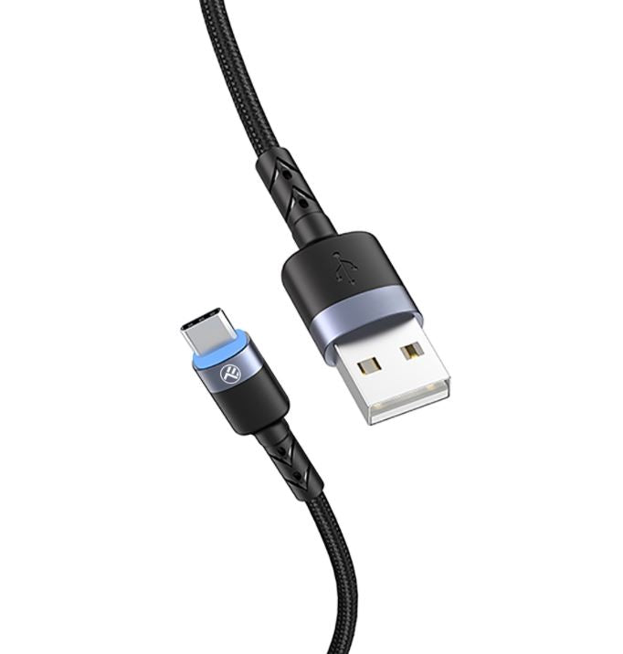 Tellur Data Cable USB to Type-C LED Light Nylon 2m Black