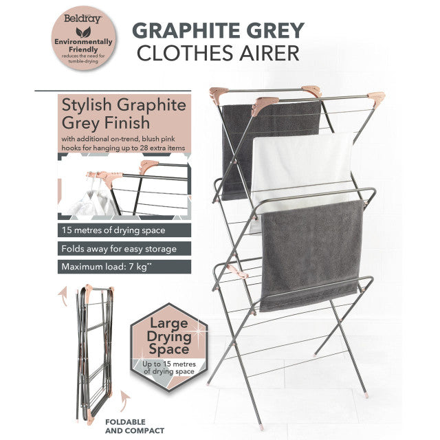 Beldray LA072498GRYXFEU7 Graphite grey Elegant 3-tier airer