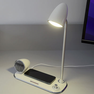 Tellur Nostalgia Wireless Desk Charger, Bluetooth Speaker, Desk Lamp white