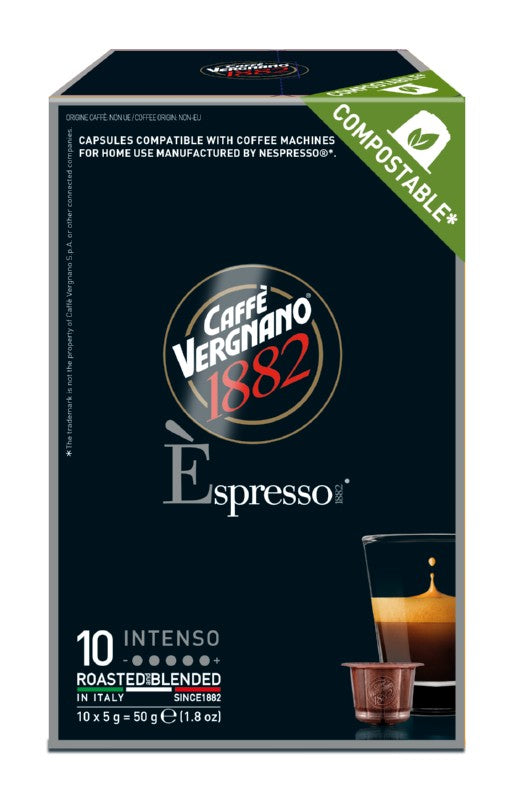 Coffee capsules Vergnano Espresso Intenso, degradable capsules