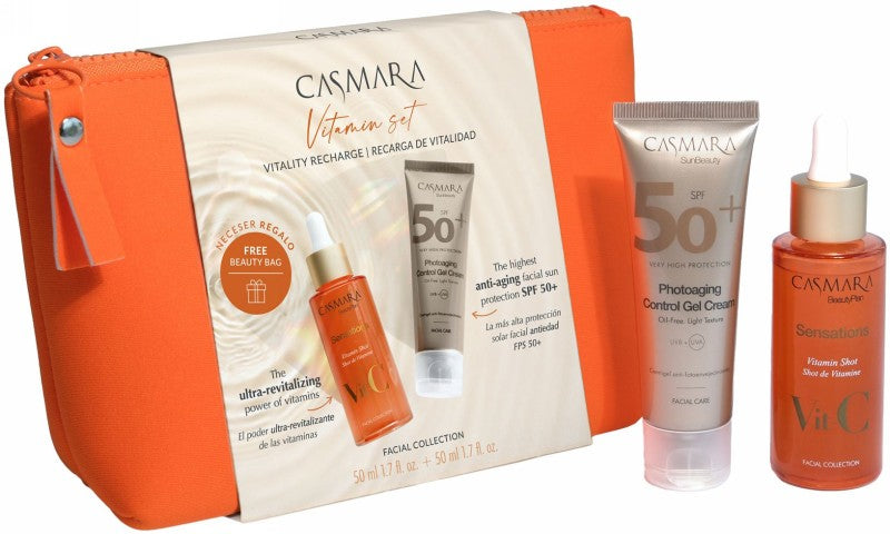 A set of face care products Casmara Vitamin Set CASAL2402, the set includes: face serum with vitamin C 50 ml, gel consistency face skin cream 50 ml, cosmetic