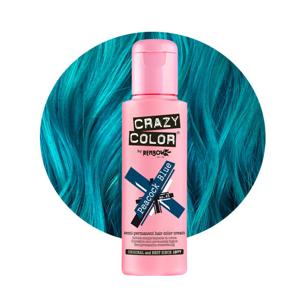 Hair dye Crazy Color Peacock Blue COL002235, semi-permanent, no. 45, 100 ml