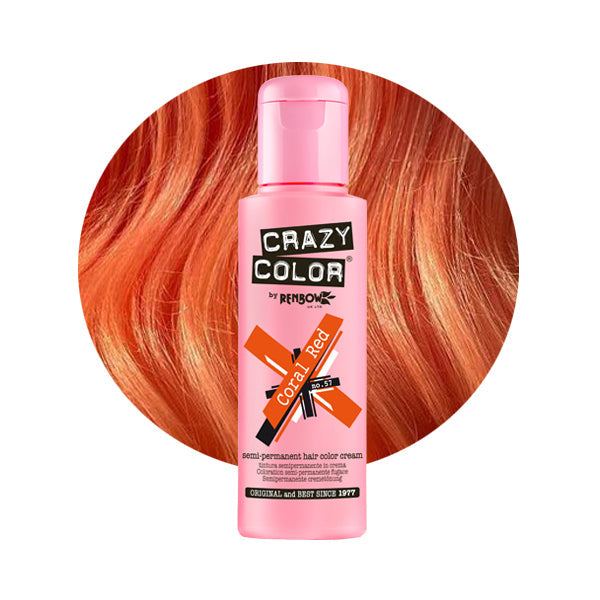 Plaukų dažai Crazy Color Coral Red COL002247, pusiau ilgalaikiai, nr. 57, 100 ml