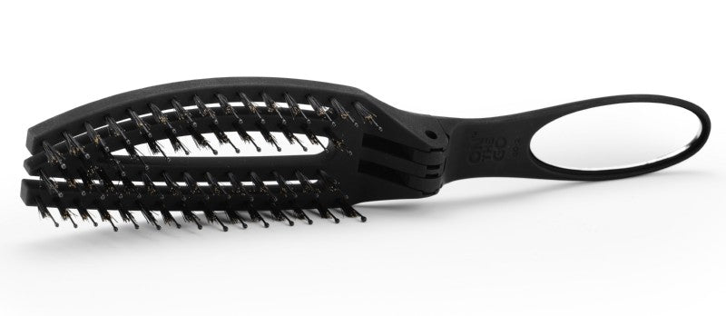 Sulankstomas šepetys plaukams Olivia Garden Folding Brush On The Go Smooth & Style OG00070, kombinuoti šereliai, su veidrodėliu