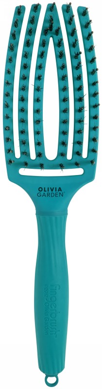 Lenktas šepetys plaukams Olivia Garden Fingerbrush Medium On The Road Again Blue Lagoon OG01835
