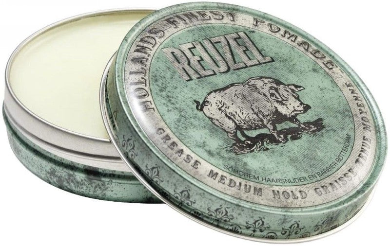 Pomada plaukų formavimui REUZEL Green Grease Medium Hold Pomade REU006, vidutinė fiksacija, vidutinis blizgesys, 35 g