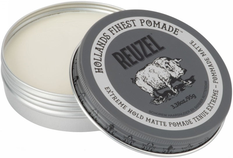 Pomada plaukų formavimui REUZEL Extreme Hold Matte Pomade REU246, itin stipri fiksacija, mažas blizgesys, 95 g
