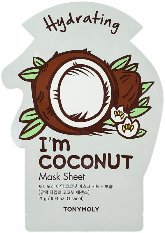 Veido kaukė TONYMOLY I´m Coconut Mask Sheet TM00000894, drėkinanti, 21 g