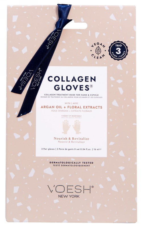 Kaukė rankoms Voesh Collagen Gloves VHM312COL, su kolagenu, argano aliejumi ir gėlių ekstraktais, 3 poros