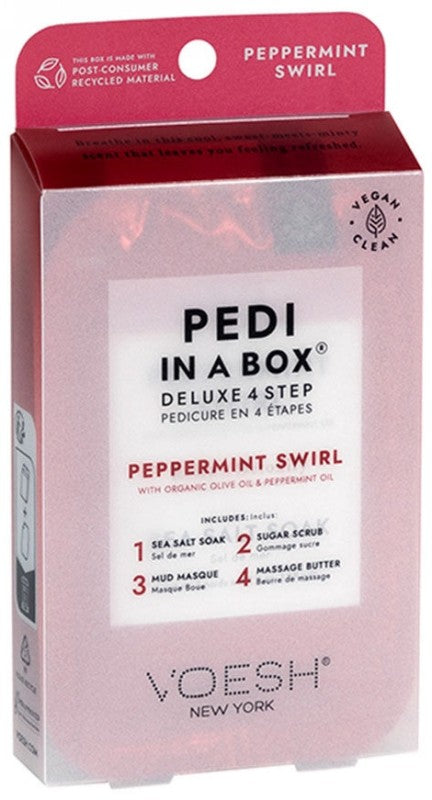 Foot treatment Voesh Pedi In A Box 4 in 1 Peppermint Swirl VPC208PEP, with peppermint oil