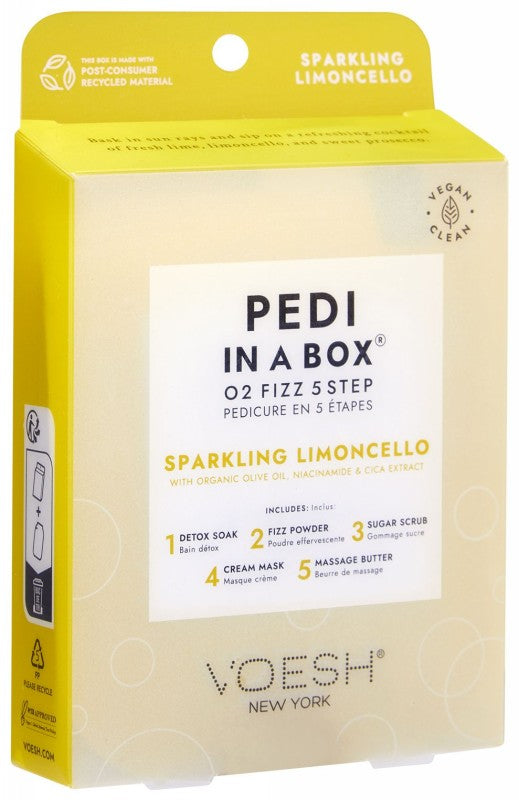 Procedūra kojoms Voesh Pedi In A Box O2 Fizz 5 in 1 Sparkling Limoncello VPC508LCL, laimo, limoncello ir prosecco kvapo