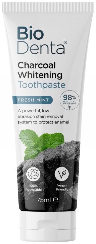 Whitening toothpaste BioDenta Charcoal Whitening Toothpaste BEC141898, mint flavor, with active carbon, 75 ml