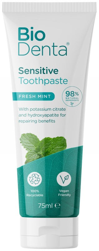 Dantų pasta BioDenta Sensitive Toothpaste BECPL141598, jautriems dantims, mėtų skonio, 75 ml