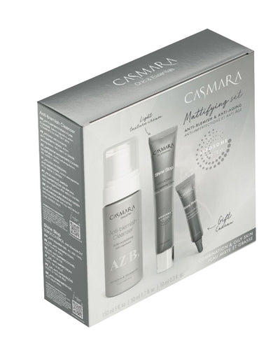Veido priežiūros priemonių rinkinys Casmara Mattifying Set Anti Blemish & Anti Aging, CASAL1102, skirtas brandžiai, mišriai ir  riebiai veido odai