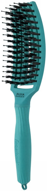 Lenktas šepetys plaukams Olivia Garden Fingerbrush Medium On The Road Again Blue Lagoon OG01835