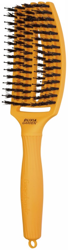 Lenktas šepetys plaukams Olivia Garden Fingerbrush Medium On The Road Again Yellow Sunshine OG01836