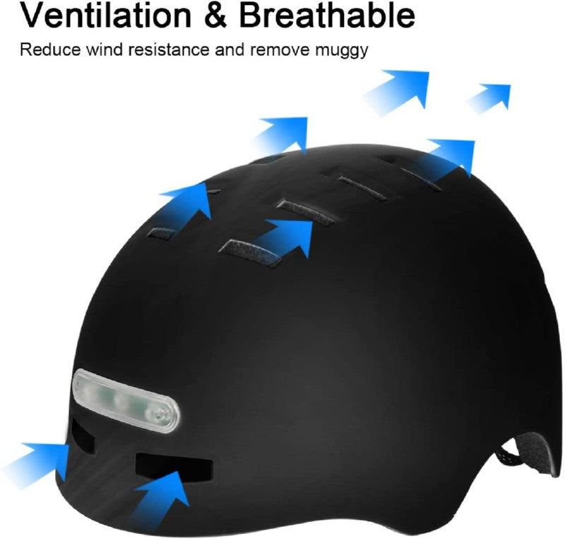 Šalmas Beaster BS51BL, M dydis, baltas, su LED lemputėmis