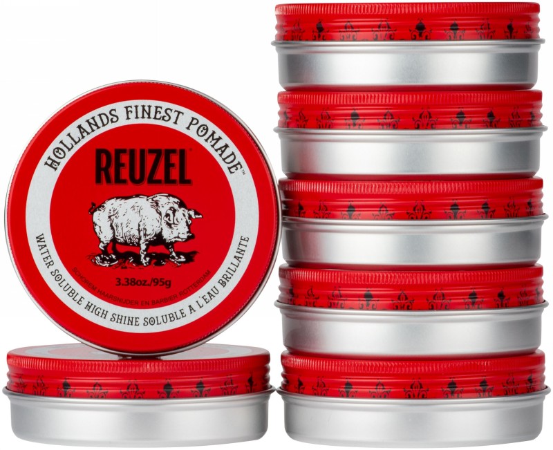 Pomada plaukų formavimui REUZEL Red Water Soluble High Sheen Pomade REU201, vidutinė fiksacija, intensyvus blizgesys, 95 g