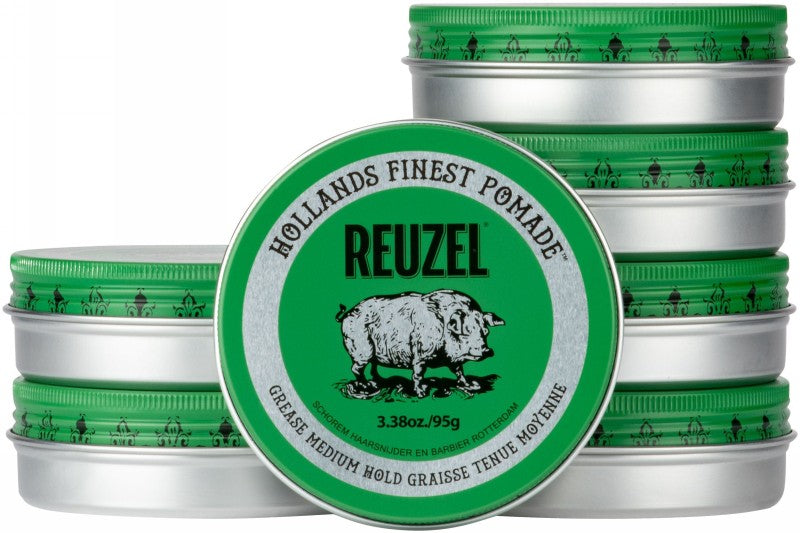 Pomada plaukų formavimui REUZEL Green Grease Medium Hold Pomade REU202, vidutinė fiksacija, vidutinis blizgesys, 95 g