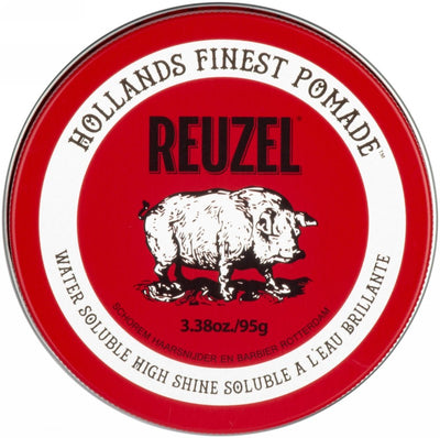 Pomada plaukų formavimui REUZEL Red Water Soluble High Sheen Pomade REU201, vidutinė fiksacija, intensyvus blizgesys, 95 g