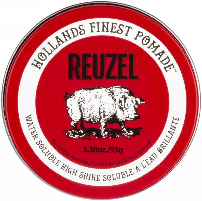 Pomada plaukų formavimui REUZEL Red Water Soluble High Sheen Pomade REU201, vidutinė fiksacija, intensyvus blizgesys, 95 g