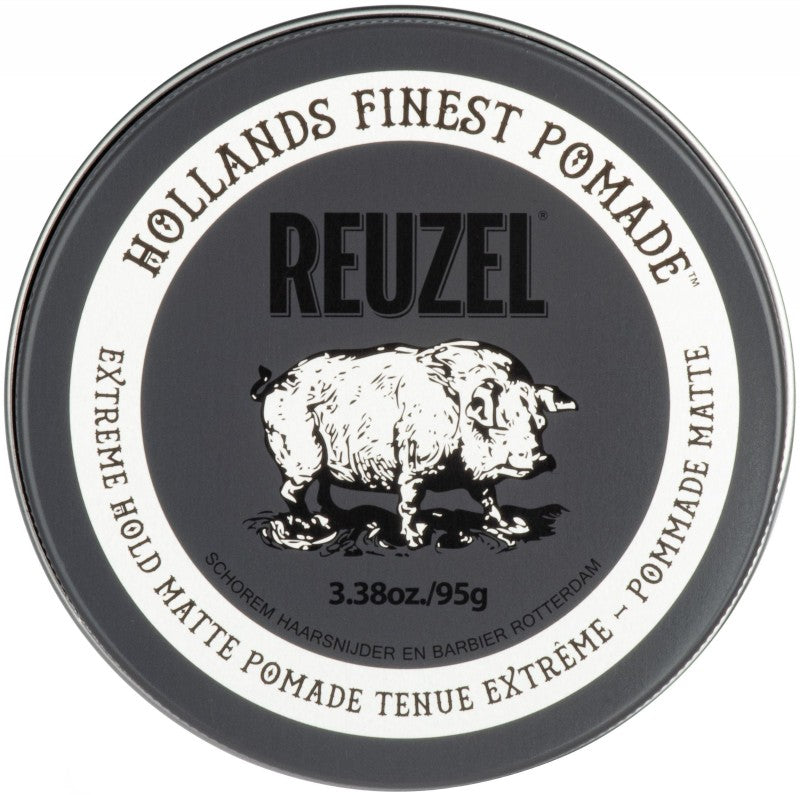 Pomada plaukų formavimui REUZEL Extreme Hold Matte Pomade REU246, itin stipri fiksacija, mažas blizgesys, 95 g