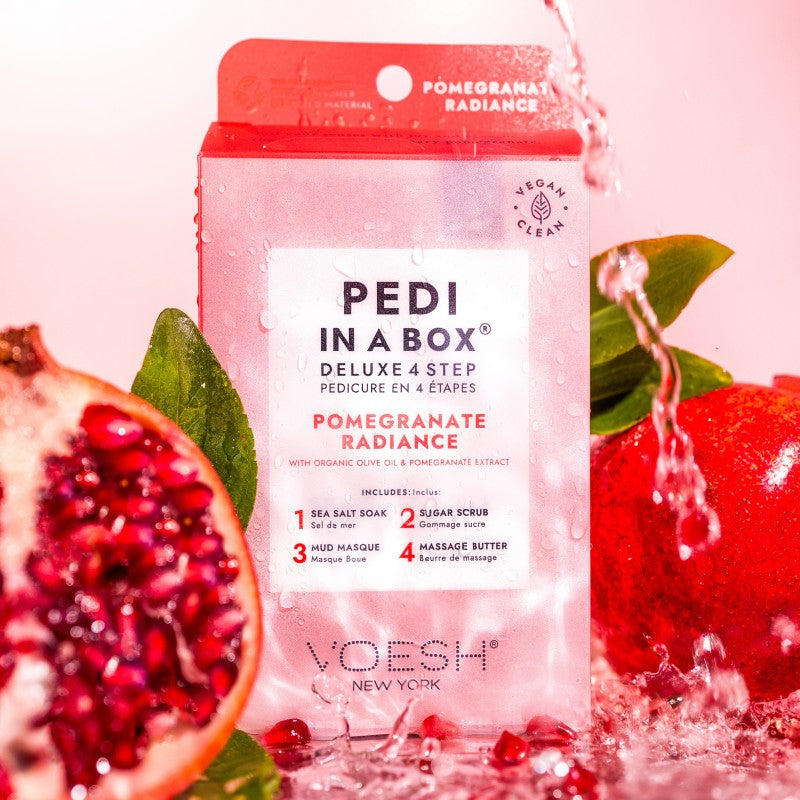 Procedūra kojoms Voesh Pedi In A Box 4 in 1 Pomegranate Radiance VPC208POM, su granatų ekstraktu