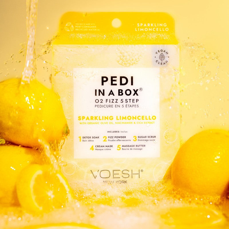 Procedūra kojoms Voesh Pedi In A Box O2 Fizz 5 in 1 Sparkling Limoncello VPC508LCL, laimo, limoncello ir prosecco kvapo