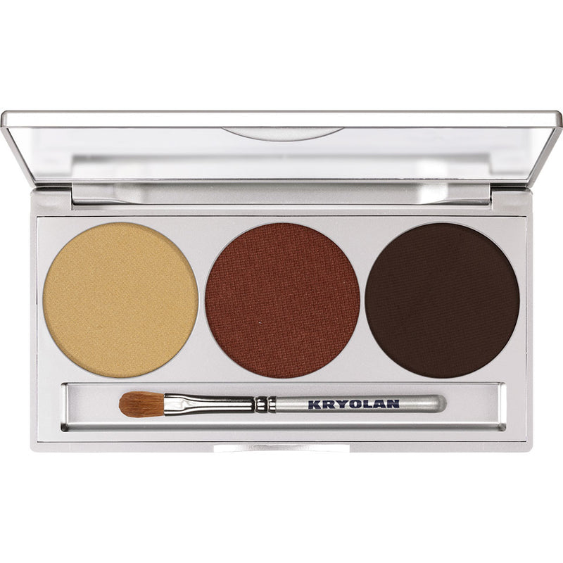 Kryolan Akių šešėlių paletė 3 spalvų - Dūminio makiažo kolekcija (magnetinė) - Smokey Brown
