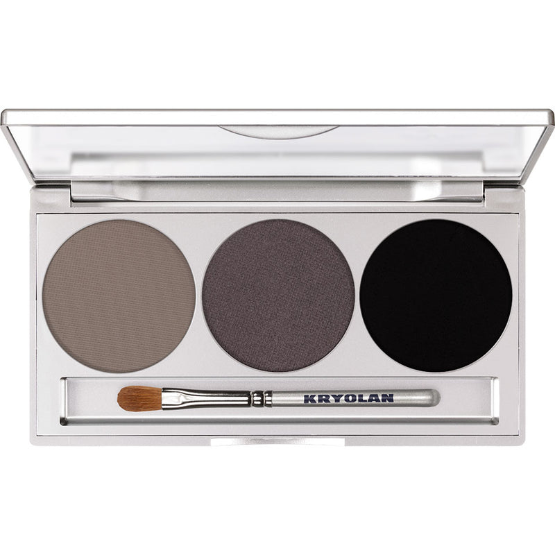 Kryolan Akių šešėlių paletė 3 spalvų - Dūminio makiažo kolekcija (magnetinė) - Smokey Grey