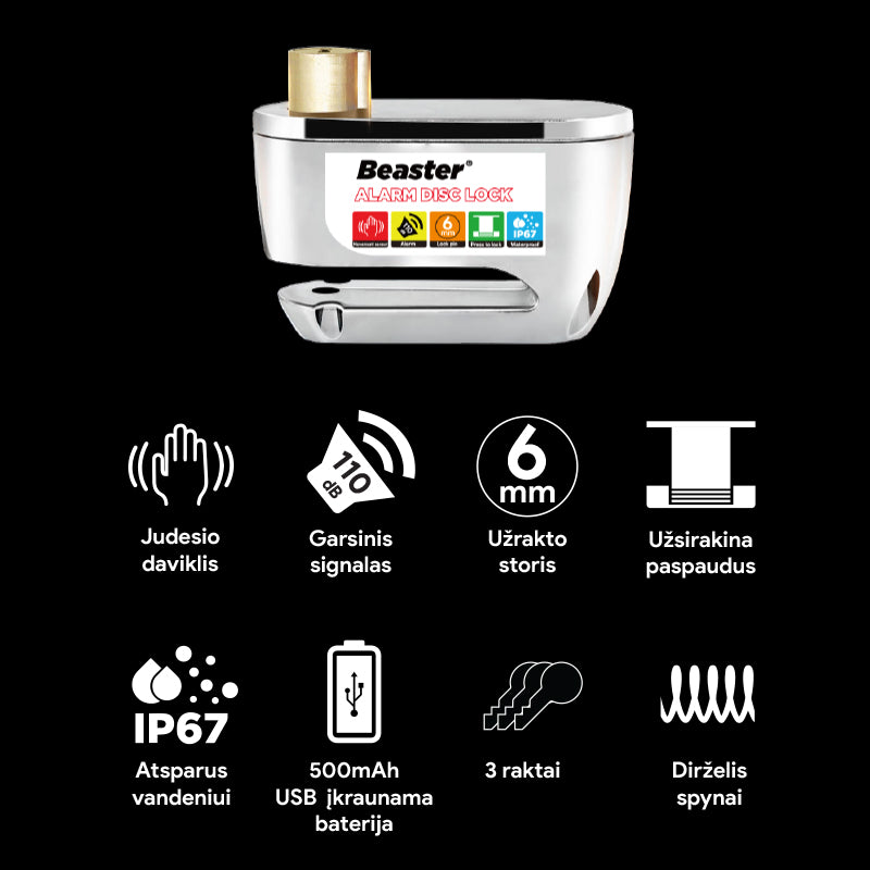 Stabdžių disko užraktas su signalizacija BS02ADL