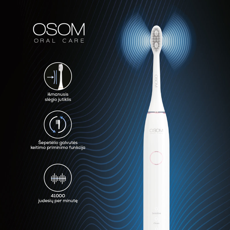 Аккумуляторная электрическая звуковая зубная щетка OSOM Oral Care Sonic Electric Toothbrush White OSOMORALV10WH, белый цвет