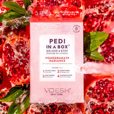 Procedūra kojoms Voesh Pedi In A Box 4 in 1 Pomegranate Radiance VPC208POM, su granatų ekstraktu