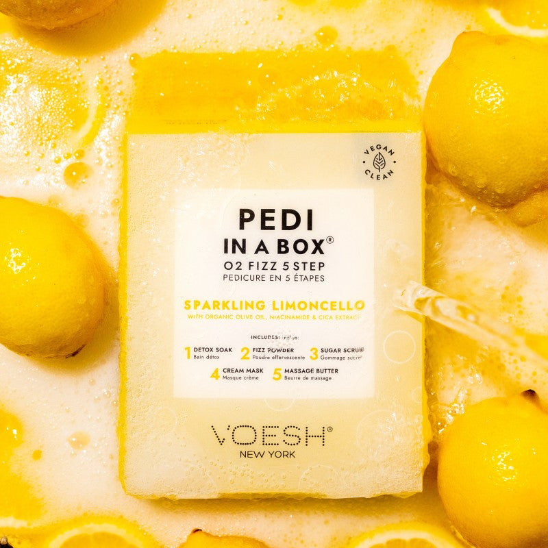 Procedūra kojoms Voesh Pedi In A Box O2 Fizz 5 in 1 Sparkling Limoncello VPC508LCL, laimo, limoncello ir prosecco kvapo