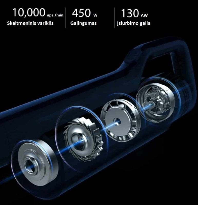 Įkraunamas dulkių siurblys Zyle ZY701VC, 450 W, 28,8 V