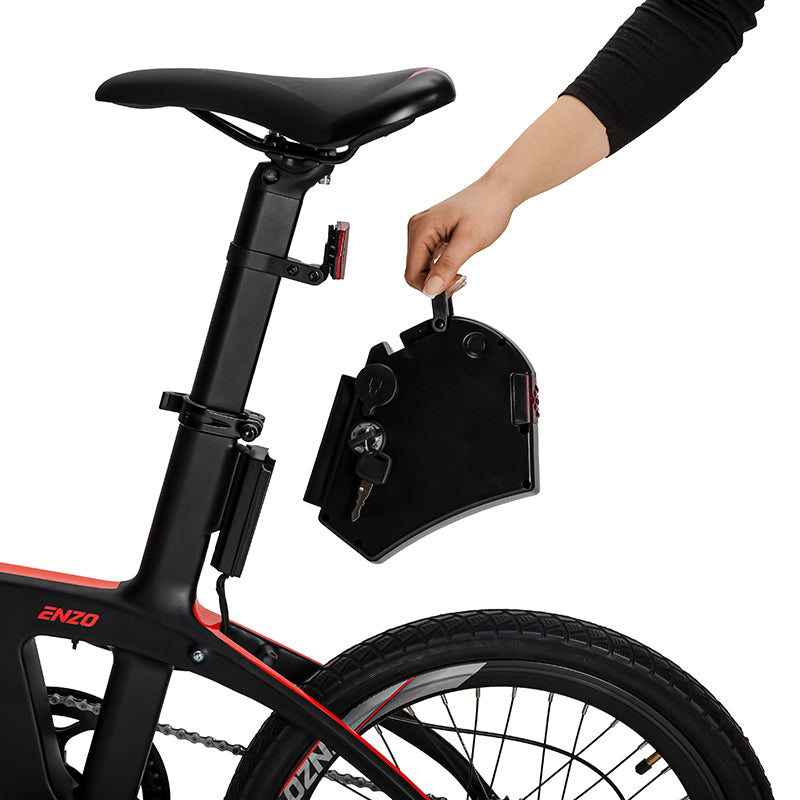 Sulankstomas elektrinis karboninio rėmo dviratis Beaster, BS125B, juodas, 250 W