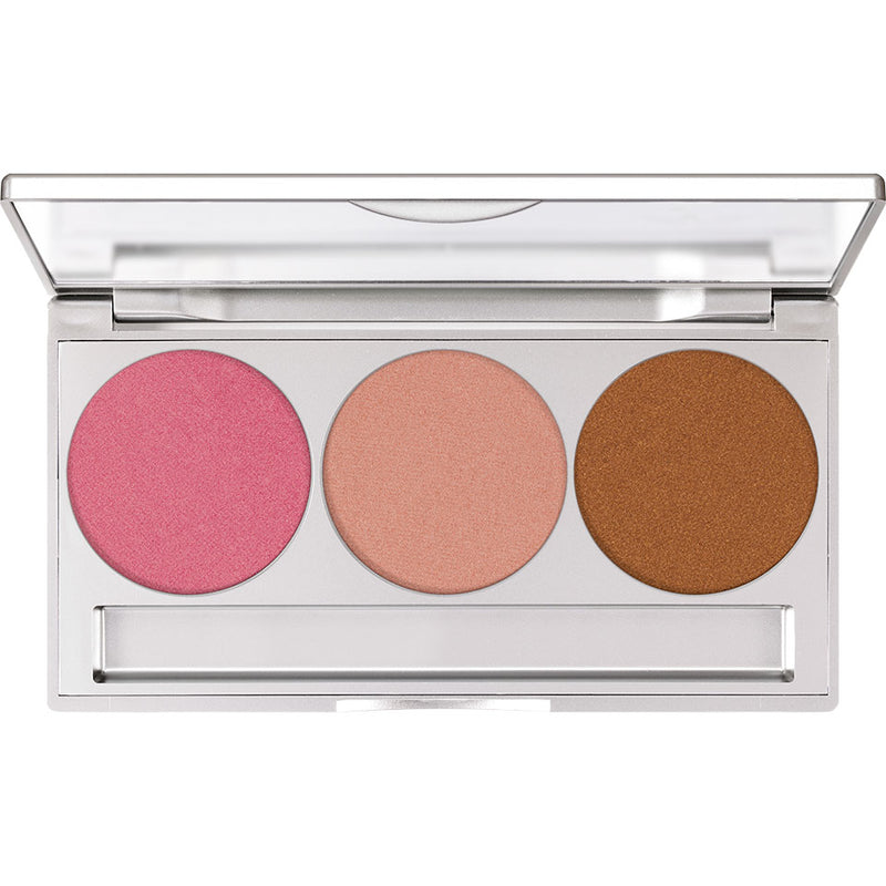 Kryolan Glamour Glow satino spindesio pudros paletė 3 spalvų magnetinė