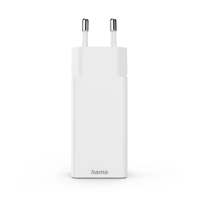 Hama 00201996 Fast Charger GaN, 2x USB-C, 1x USB-A, Mini Charger, PD, 65W, White