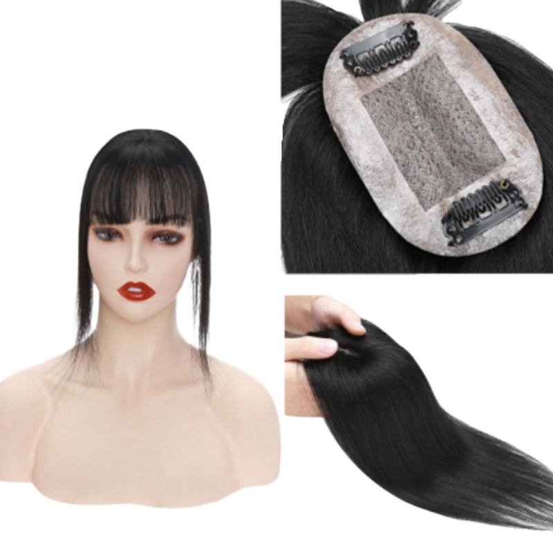 Natural hair toupee with bangs 6 cm x 9 cm