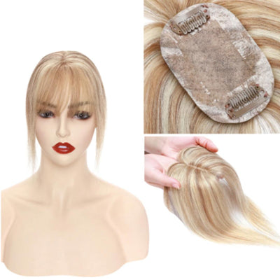 Natural hair toupee with bangs 6 cm x 9 cm