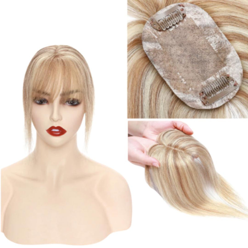 Natural hair toupee with bangs 6 cm x 9 cm