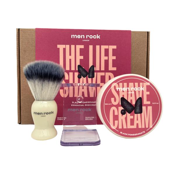 Men Rock The Life Shaver Black Pomegranate Essential Shaving Kit Skutimosi priemonių rinkinys