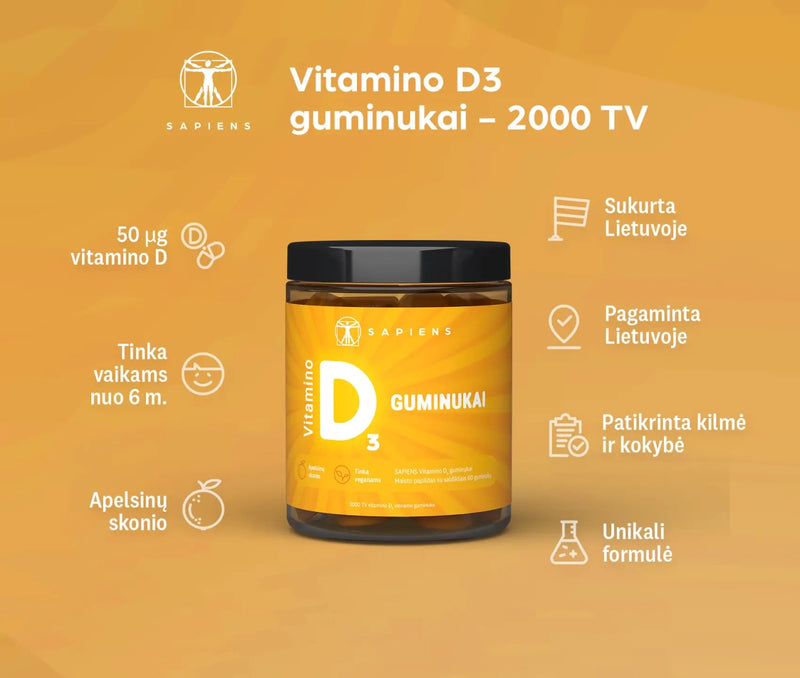 Sapiens Vitamino D3 guminukai