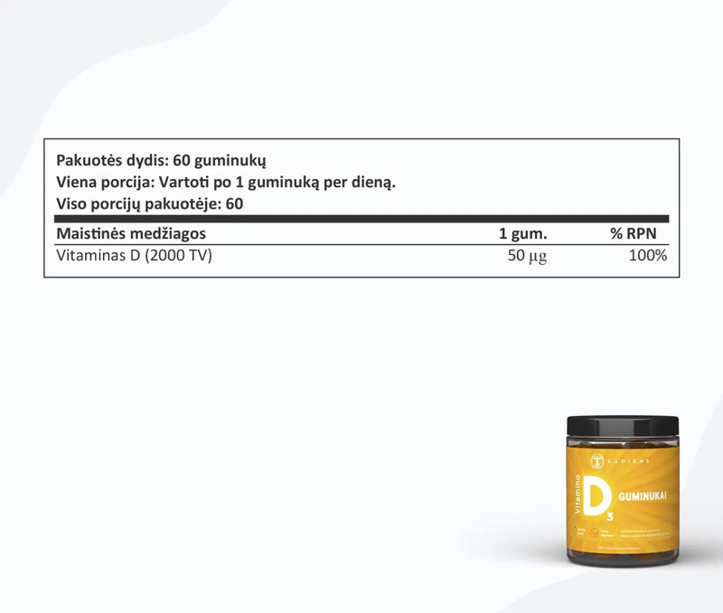 Sapiens Vitamino D3 guminukai