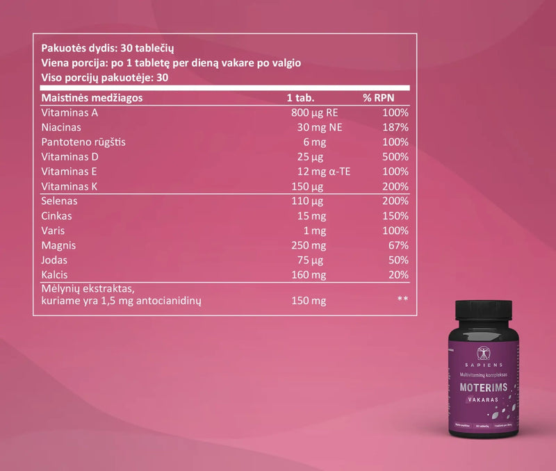 Sapiens Multivitaminų komplekso Moterims x 3 Rinkinys